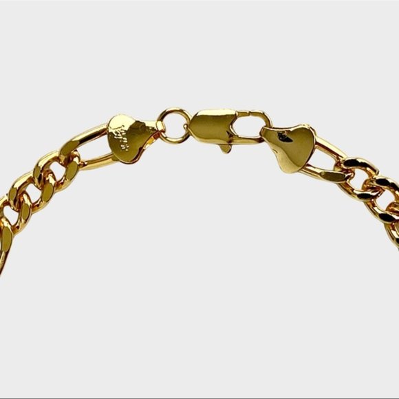 14K Gold Plated Figaro Link Chain Bracelet 8mm x 8 inches - Picture 4 of 4